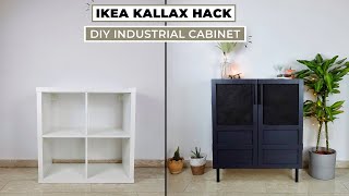 IKEA KALLAX INDUSTRIAL CABINET HACK │ How To Make Doors For IKEA KALLAX │ BudgetFriendly [upl. by Grekin]