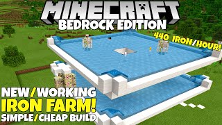 Minecraft Bedrock Upgradable IRON FARM SimpleWorking 440 IronHour 121 Update Tutorial [upl. by Einahteb]