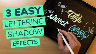 3 EASY Lettering Shadow Effects In Procreate StepByStep Tutorial [upl. by Sherm]