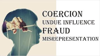 Coercion Undue Influence Fraud Misrepresentation  Indian Contract Act 1872  Law Guru [upl. by Noreht802]