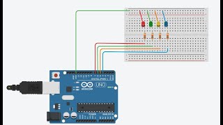 Led Four Bit Binary Counter Using Arduino  Tinkercad [upl. by Nonnah]