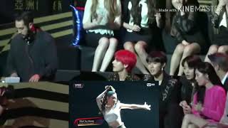 Reaction  BTS Sunmi Twice seventeen and Izone to Chungha in MAMA HK 141218 [upl. by Alva]