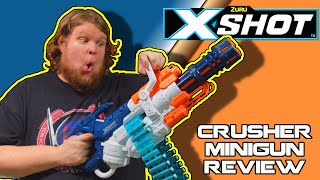 THE BEST  NERF  MINIGUN YET XShot Crusher Blaster Review [upl. by Homans]