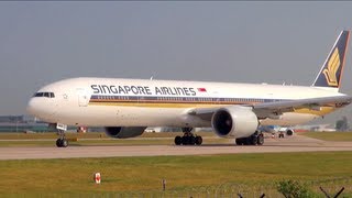 Singapore Airlines Boeing 777300ER Beautiful Takeoff from Manchester [upl. by Yednarb]