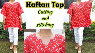 Kaftan Top Cutting And Stitching  Kaftan Kurti  English Subtitles  Stitch By Stitch [upl. by Frechette638]