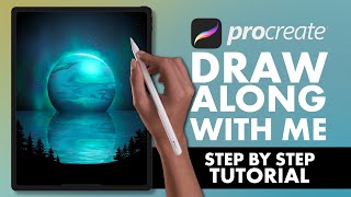 11 Procreate Step By Step Tutorial  Draw Along With Me  space theme [upl. by Ueihttam]