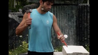 Point Chisel Demonstration for Marble Sculpting and Stone Carving [upl. by Rodolph]