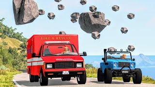 Crazy Rockslide Crashes 1 – BeamNG Drive  CrashBoomPunk [upl. by Tisbe]