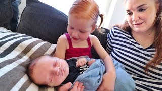 Adley meets Baby Brother so adorable [upl. by Nulubez]