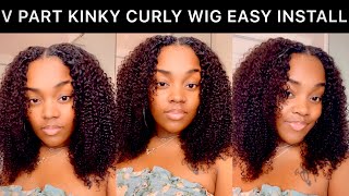 EASY PROTECTIVE STYLE USING UNICE V PART KINKY CURLY WIG Tatiaunna [upl. by Iralav]