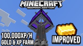 Improved Fast Gold amp XP Farm 100000XPh Minecraft Bedrock Tutorial 117 [upl. by Streetman]