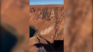 Horseshoe Bend rockslide caught on video by hiker [upl. by Kronick]