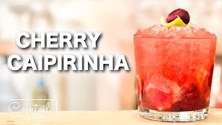 How To Make a CHERRY CAIPIRINHA  1Minute Cocktail Recipes [upl. by Ailyn]