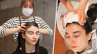 Migraine and Eye strain Healing Head Wash by Japanese Pro  ASMR [upl. by Idissak]