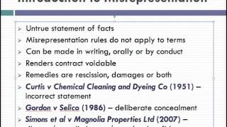 Misrepresentation Lecture 1 of 4 [upl. by Boynton]