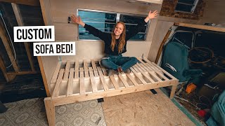 RV Renovation  Building Our CUSTOM Pull Out Couch Bed Ep 16 [upl. by Marjorie170]