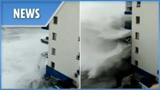 Massive waves devastate Tenerife during worst storm in 40 years [upl. by Ellah]