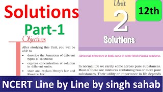 Solutions Part1 Physical Chemistry NCERT class 12  JEE NEET  Hindi [upl. by Baptista21]