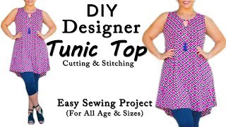 Diy Designer Tunic Top Cutting amp Stitching  Easy Sewing Project for All Age amp Sizes [upl. by Aissela215]