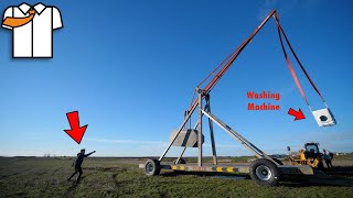 MASSIVE TrebuchetCatapult First Test [upl. by Noby]