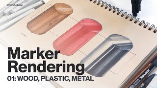 Marker Rendering Tutorial 01 How to Render Wood Plastic and Metal [upl. by Okihsoy]